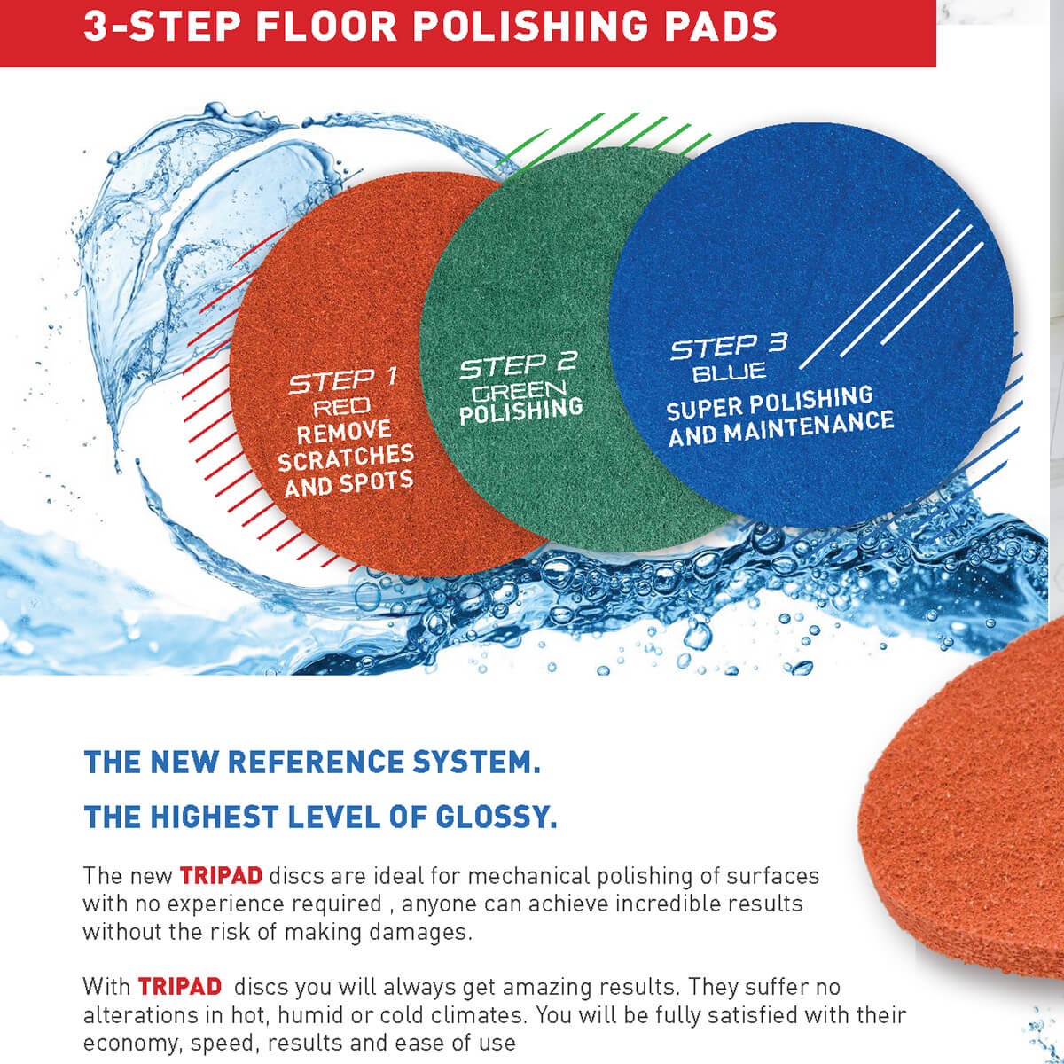 Klindex TRIPAD 17″ Polishing Kit – 3‑Step Diamond Sprayed Pads - Image 5