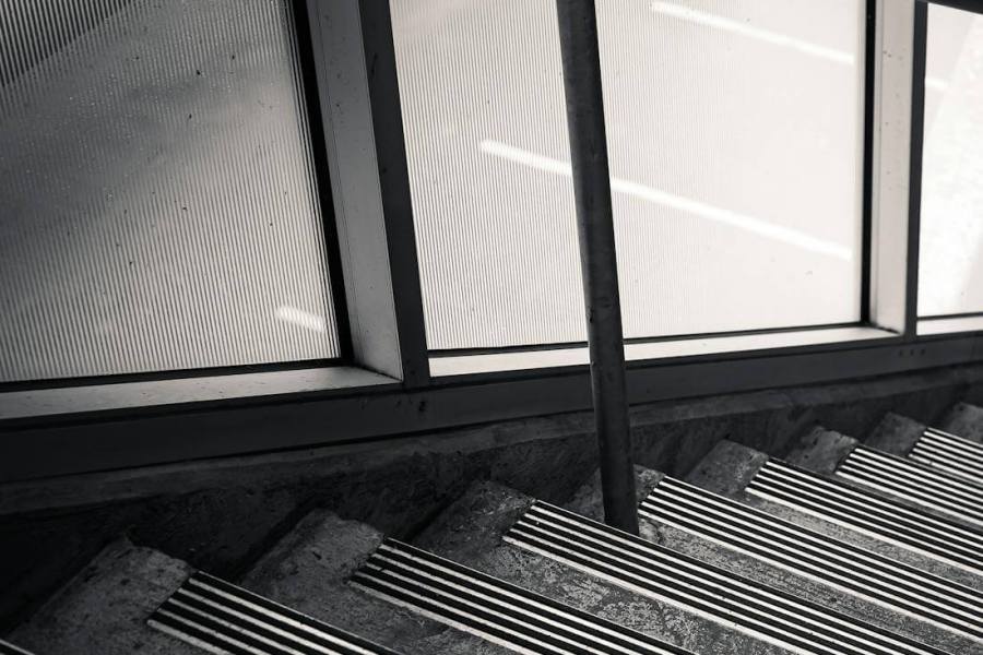 stairs with anti slip rubber strips