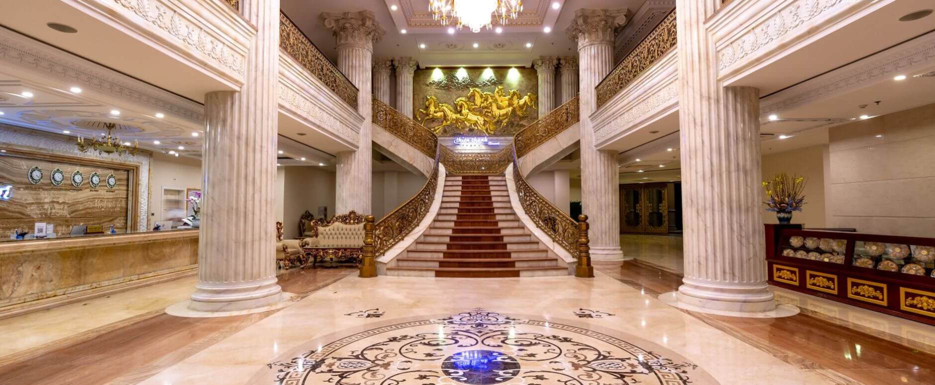 marble foyer of luxurious hotel