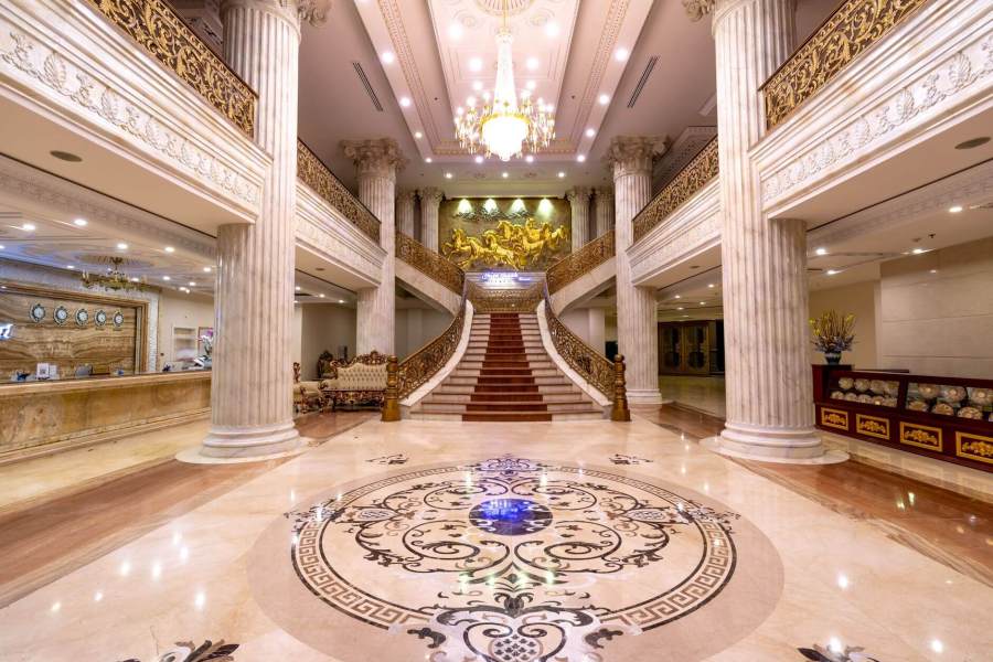 marble foyer of luxurious hotel