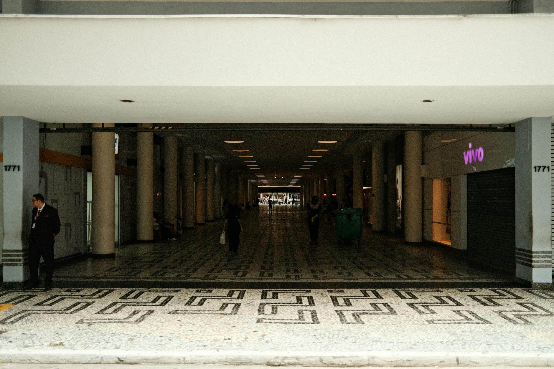 modern shopping mall corridor entrance view