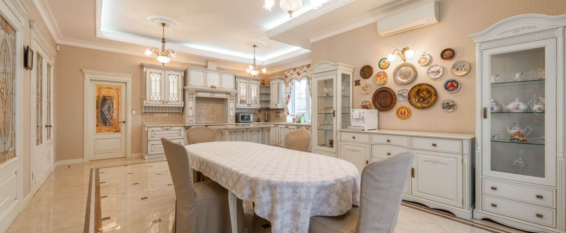 furniture in ornamented room